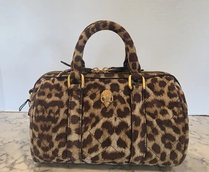 New Kurt Geiger Small BOSTON BAG Leopard Print SUEDE Brown $245 - Picture 1 of 16