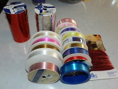 Lot of 17 - Satin Ribbon 3/4" - Curling Ribbon Wedding Floral - Multiple Colors - Image 1 of 4