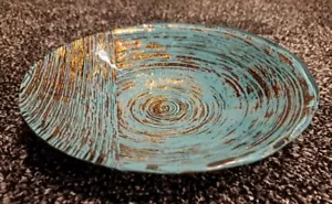 Türkische Kunst Stil Schale, Gold & Türkis Design unter Glas - Atemberaubende funktionale Kunst - Bild 1 von 4