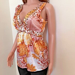 Bellissima camicetta in raso Daisy Fuentes - borchie - taglia XL - top donna - moda estiva - Foto 1 di 7