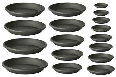 EURO3PLAST Untersetzer in rund 19 Groessen 12 bis 82 cm in Anthrazit fuer Blumentopf Topf