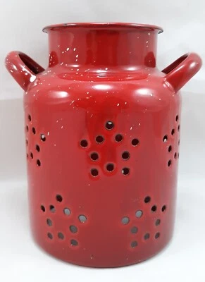 乡村红色珐琅白色斑点牛奶罐蜡烛盖Cottagecore — 第 1/4 张图片