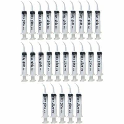 EASY GLIDE 12cc Dental Irrigation Syringe with Curved Tip - 25 Pack