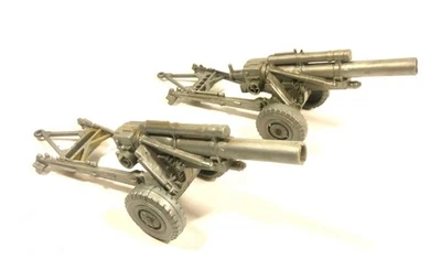 2 JUEGO DE COLECCIÓN MARX HOWIZTER CAMPO DE BATALLA CAÑONES DE OBÚS PLATEADOS SIN DISPARAR Foto 1 de 3