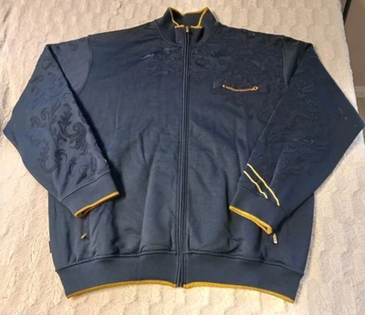 Chaqueta De Colección Y2K Sean John Terciopelo Paisley Texturizada Para Hombre 2XL Azul/Dorado Foto 1 de 4