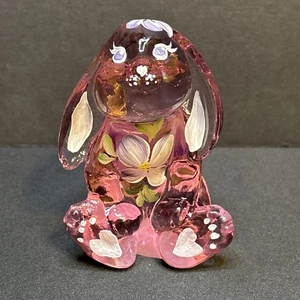 Fenton Kunstglas Amethyst Ostern lila Hase Kaninchen handbemalt 4,5 Zoll - Bild 1 von 7
