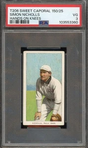 1909 T206 Nicholls (Hands on Knees) - Philadelphia Athletics - PSA 3 No Crease - Bild 1 von 2