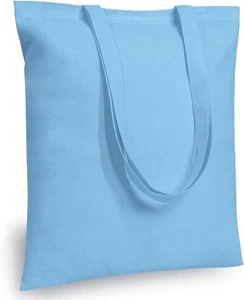 TOPDesign 12-Pack Economical 16"x15" Baby Blue Cotton Tote Medium, - Picture 1 of 7