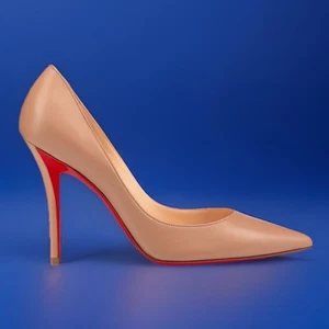 $845 CHRISTIAN LOUBOUTIN Apostrophy Pump 100 Nude Sz 40 - Picture 1 of 15