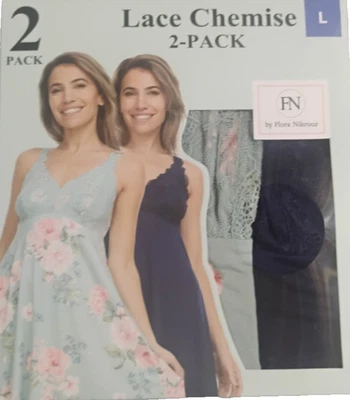 Flora Nickrooz 2 упаковки кружева Chemise размер большой цветочный зеленый и синий новый в коробке - Изображение 1 из 4