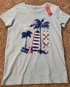 JOE FRESH Kids Girls Size XL 14 Blue Short Sleeve T Shirt NWT Cool Vibes Forever - Picture 1 of 5