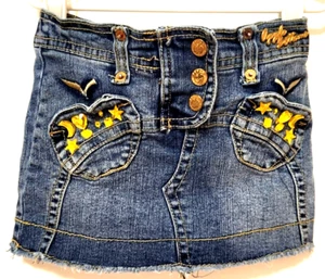 Denim Skort Scooter 4T Apple Shaped Pockets Blingy Gold Sequins Apple Bottoms - Picture 1 of 12