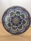 Vintage Ceramar Spain Plate Hand Painted Floral Design Wall Hanging Ceramic 9&quot;