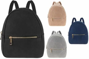 Ladies Mini Backpack School/Travel Suede Shoulder Bag Rucksack Girls School Bag - Picture 1 of 10