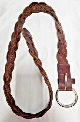 Silpada Designs  leather dark brown braided belt women SZ XL silver tone buckle - Image 1 of 4