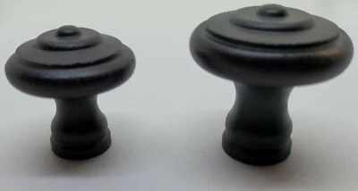 Small CAST IRON ROUND Knob pull handle black mid century modern antique retro  - Image 1 of 4