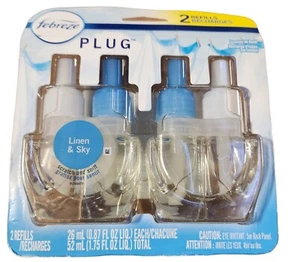 Febreze 2 Pack Dual Linen & Sky Scented Oil Refill - 91703067 - NEW - Afbeelding 1 van 1