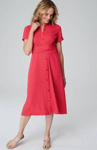 NEU J. Jill Wearever Collection Hemdkleid mit Knopfleiste und Gürtel Mohn XS neu mit Etikett - Bild 1 von 8