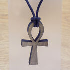 Egyptian Ankh Wood Cross Pendant & Black Cord Necklace Eternal Key Of Life Faith