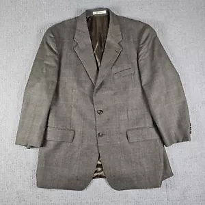 Chaps Ralph Lauren Suit Jacket Blazer Mens 46R Brown Checked Lord & Taylor Wool - Picture 1 of 7