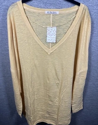 NUEVA Camisa Free People Mujer On My Mind Cuello en V Manga Larga Camel/Amarillo Talla M Foto 1 de 4