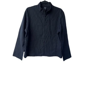 Eileen Fisher schwarze Jacke mit Stehkragen und Reißverschluss Größe L - Bild 1 von 11