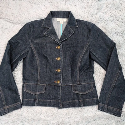 Chaqueta Petite Sophisticate para mujer 4 azul jean denim bolsillos sintéticos abotonados cómoda Foto 1 de 4
