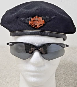 Vintage Harley Davidson Barett Hut Fäustlinge Bamberger schwarz Filz Leder Stirnband 7 - Bild 1 von 12