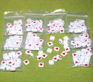 10 packs (200pcs) white enamel metal square HEART beads 8mm, multistrand charms - Picture 1 of 4