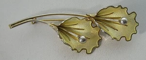 Double Calla Lily Sterling Vermeil Askel Holmsen Norway Pin Unusual Gold Enamel - Picture 1 of 6