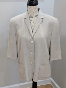 Josephine Chaus Blazer Jacket Shirt Sleeve Beige Cream Pockets womens Size 14 - Picture 1 of 7