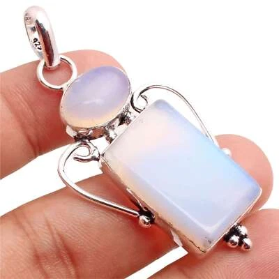 Opalit Edelstein Versilbert Handmade Anhänger Schmuck Geschenk 4.8cm P-14178 - Bild 1 von 3