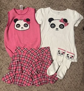 Girls Gymboree Panda Academy Vest Skirt Socks Size 7 - Picture 1 of 4