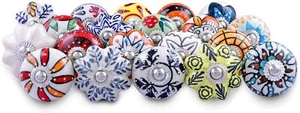 Door Knobs and Pulls Vintage Assorted Blue Pottery Ceramic Drawer Handle 15 Pcs - Picture 1 of 39