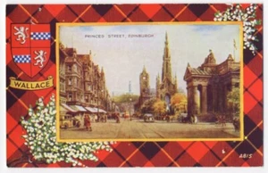 CLAN WALLACE TARTAN PRINCES STREET EDINBURGH SCOTLAND UK POSTCARD 091820 P - Picture 1 of 2