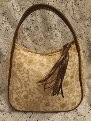 Bolso de mano Victoria's Secret mini lona cachemira dorado/bronceado en crema Foto 1 de 4