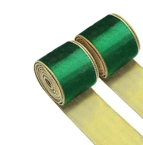 Christmas Velvet Ribbon 2.5 inch Wide Wired Edge Wrapping Ribbon Craft Fabric... - Picture 1 of 1
