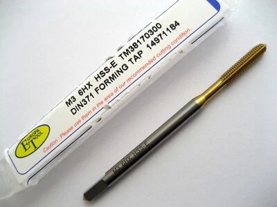 M3 x 0.5 ROLL TAP TiN COATED HSS-E 6HX COLD FORMING TM38170300 EUROPA TOOL  P272 - Image 1 of 4