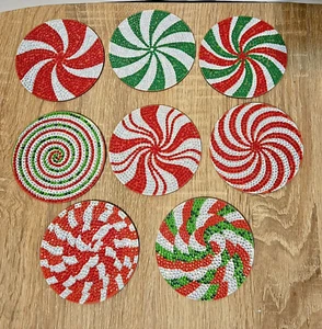 Weihnachten Diamant Untersetzer Weihnachten Diamond Painting fertig 8 P Bonbonfarben - Bild 1 von 4