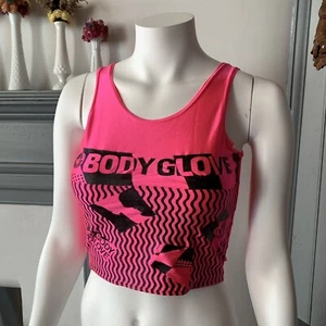 Guanto corpo vintage 1988 neon rosa nylon lycra crop tank top nuoto surf spiaggia anni 80 - Foto 1 di 17