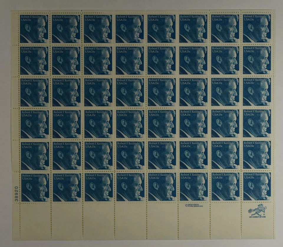 US SCOTT 1770 PANE OF 48 ROBERT KENNEDY STAMPS 15 CENT FACE MNH - Image 1 of 1