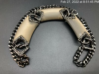 Collar Babero Neo Boho Firmado Alexis Bittar Cristal Incrustado Lucita y Cristal Foto 1 de 4