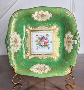 Crown Staffordshire 1930s Green & Gold Fruit Dish A13760 - Picture 1 of 9