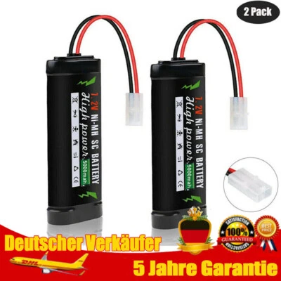 2/1 Stück Wiederaufladbar Akku 7,2V Ni-MH Pack RC-Akku Tamiya Stecker 5000mAh - Bild 1 von 4