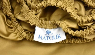 $728 MATOUK NOCTURNE SATEEN QUEEN FITTED SHEET EURO SHAMS SET GOLD BRONZE RIBBON - Image 1 of 4