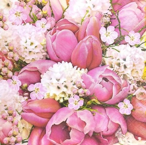 M122# 2 servilletas de papel individuales decoupage tejido artesanal rosa tulipanes flores Sakura - Imagen 1 de 8