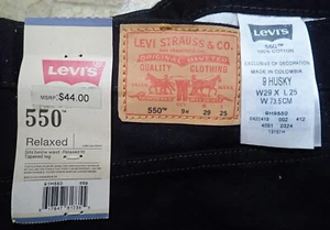 New NWT Levi’s 550 Black Denim Jean Size 9 Huskey 29W  25L Boys Youth - Picture 1 of 9