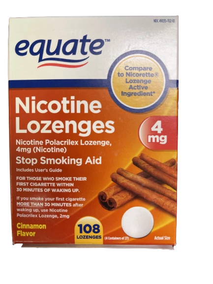 Equate Nicotine Lozenges, Cinnamon Flavor, 4 mg, 108 Count