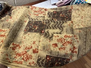 70"x 40" VTG Rich Brown and Gold Velour Velvety Patchwork -  Brown Cabin - Picture 1 of 3