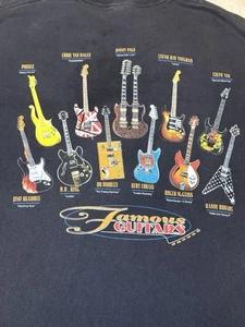 Vintage 90s Famous Guitars Tee shirt L Cobain Steve Vai Jimmy Page rock prince - Picture 1 of 16